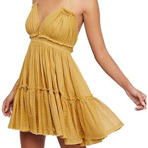 Yellow Summer Dress Sleeveless Halter V-Neck XL